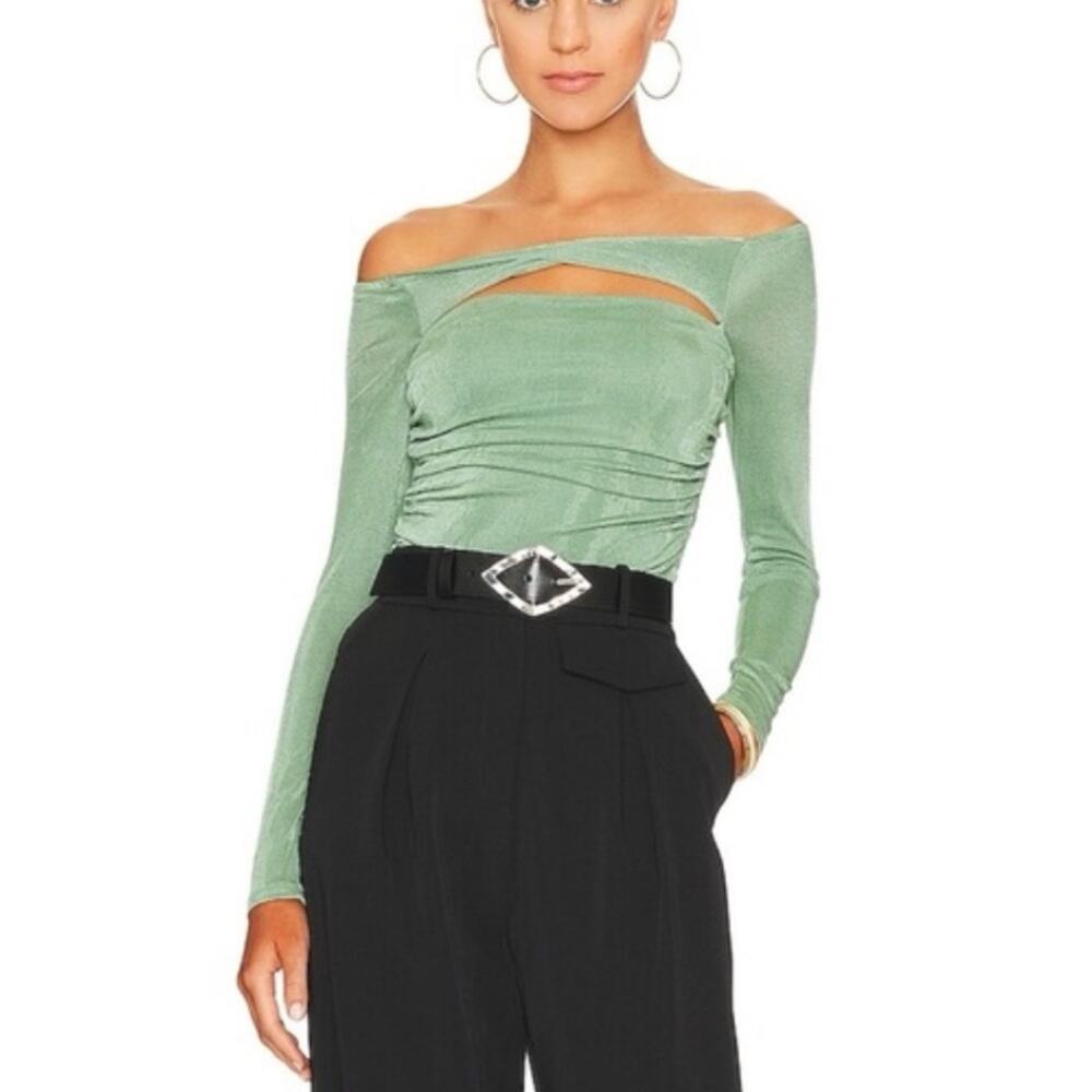 Not Yours To Keep‎ Marilla Bodysuit Long Sleeve Sage Green Revolve Size Medium